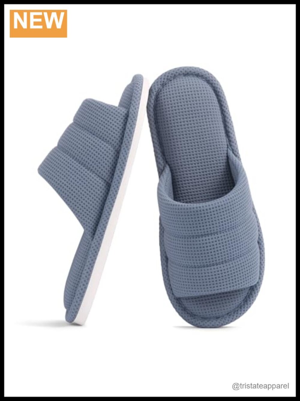 Waffle Open Toe Memory Foam House Slippers Breathable Slide Sandals